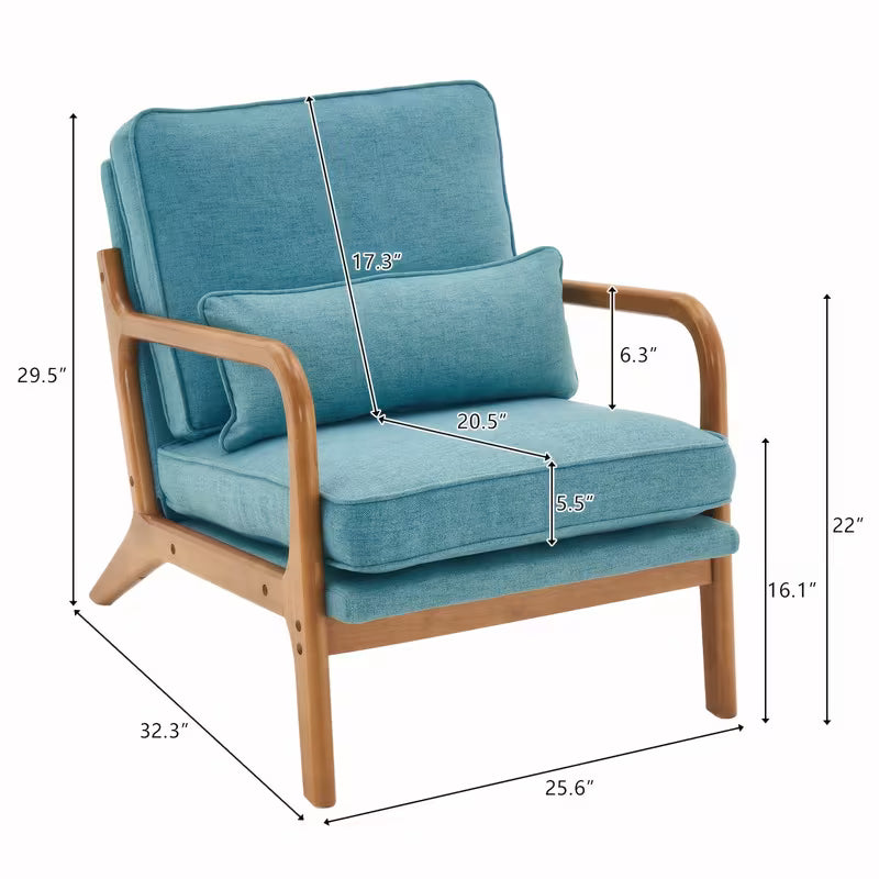 Solid Accent Chair with Chenille & Lumbar Pillow - Assembly Suitable for Living Room, Bedroom, Reading Nook - Padded Armchair with Open Back, Sofa Compatible for Carpeted Floors