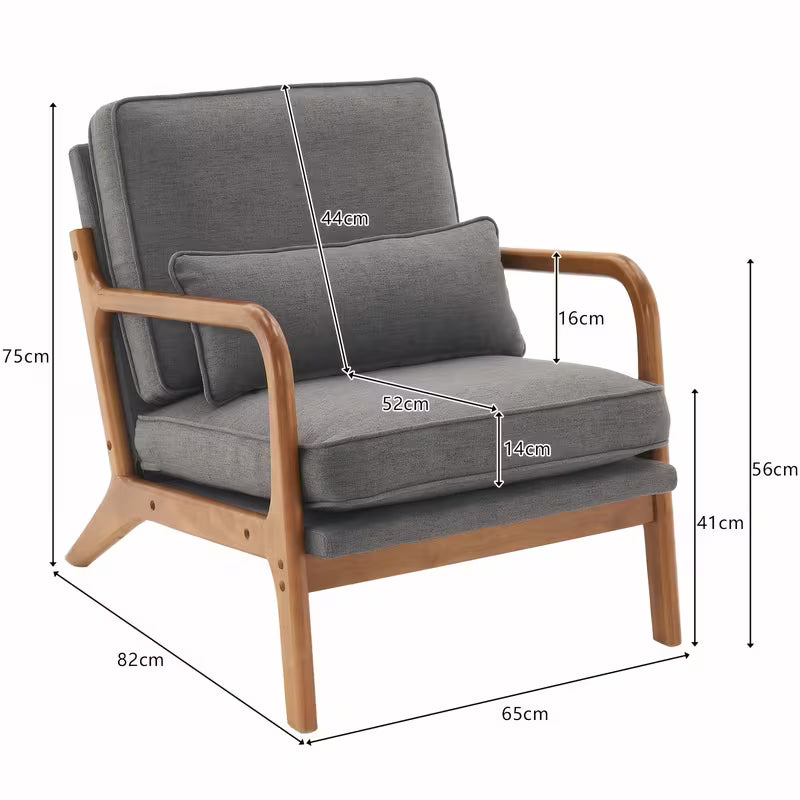 Solid Accent Chair with Chenille & Lumbar Pillow - Assembly Suitable for Living Room, Bedroom, Reading Nook - Padded Armchair with Open Back, Sofa Compatible for Carpeted Floors