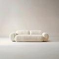 Japandi Minimalist Teddy Sofa, Modern Chunky White Bouclé 2-Seater Loveseat | Cloud Design