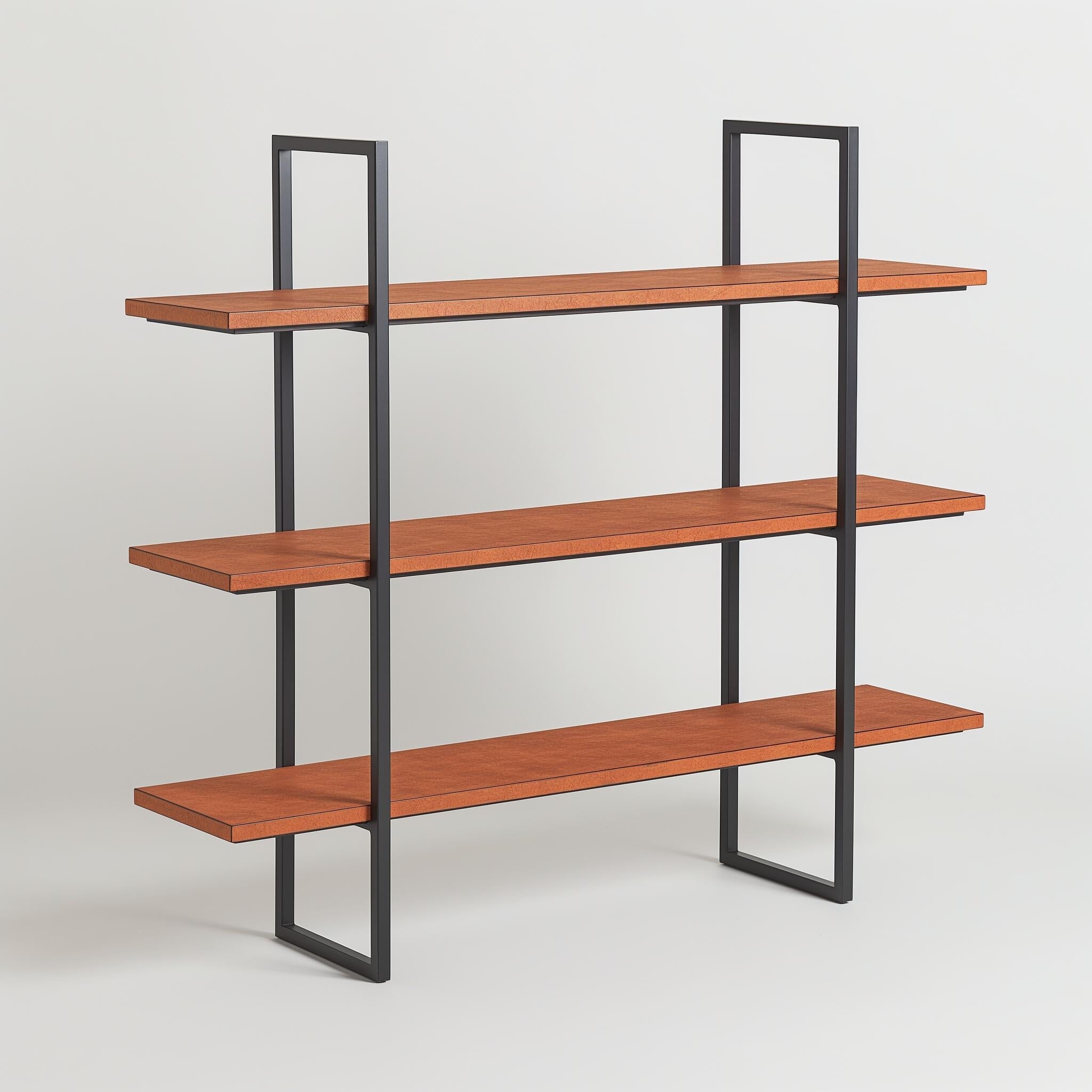 Industrial Modern 3-Tier Bookshelf – Minimalist Metal & Oak Wood Display Rack